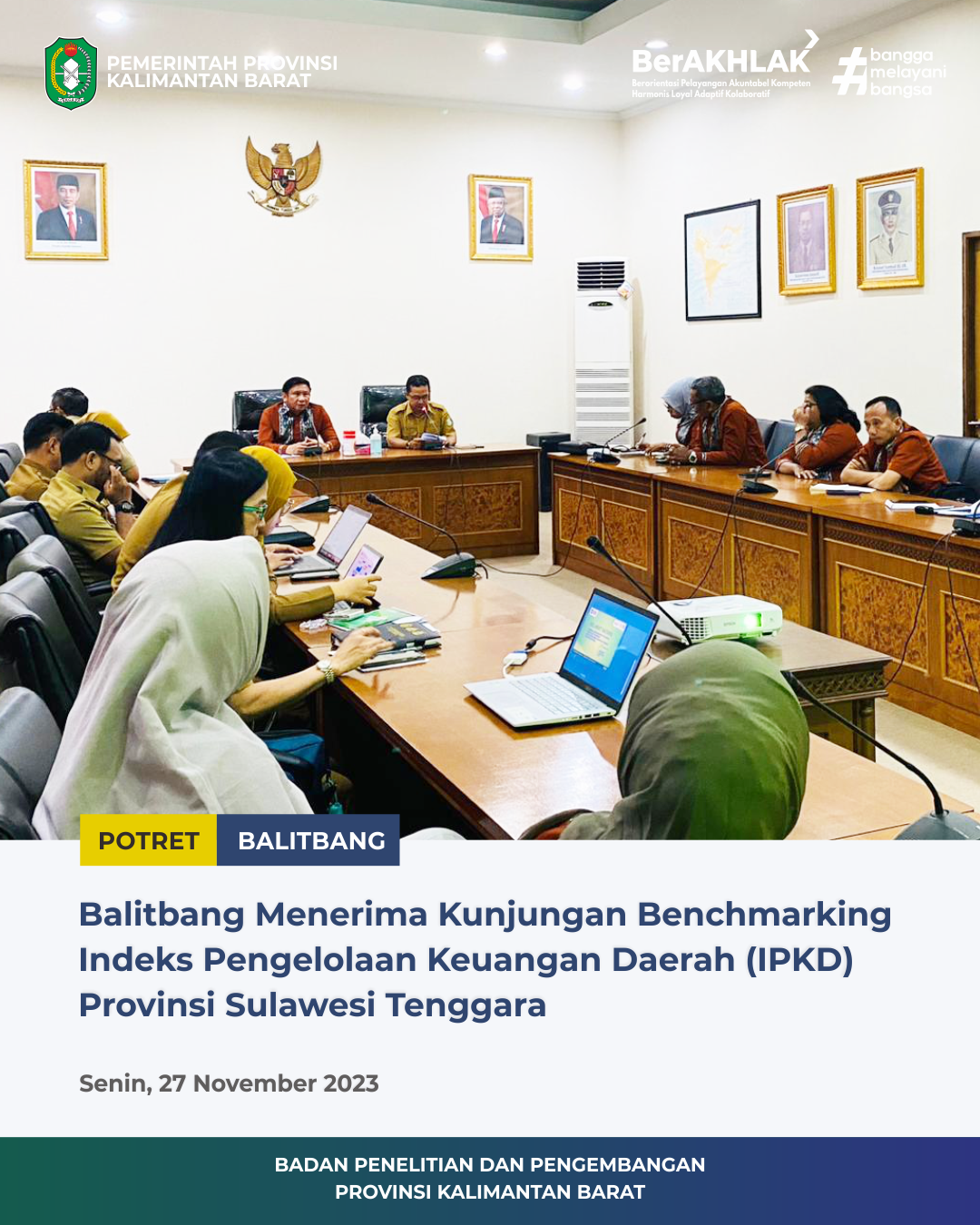 Balitbang Menerima Kunjungan Benchmarking Indeks Pengelolaan Keuangan Daerah (IPKD) Provinsi Sulawesi Tenggara